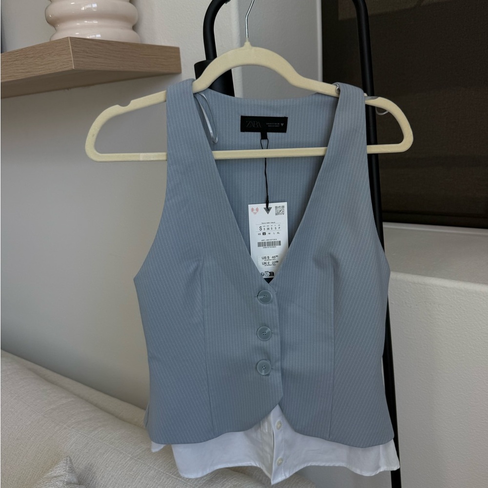 Zara blue striped vest top